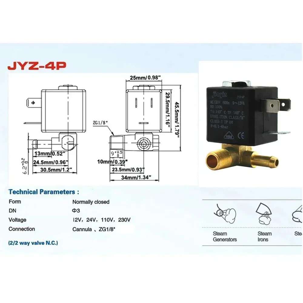 Accessories Pressure Increasing 230V JYZ-4P Jiayin Normally Closed Solenoid Valve Water Valve Ironing Machine Iron Control Valve