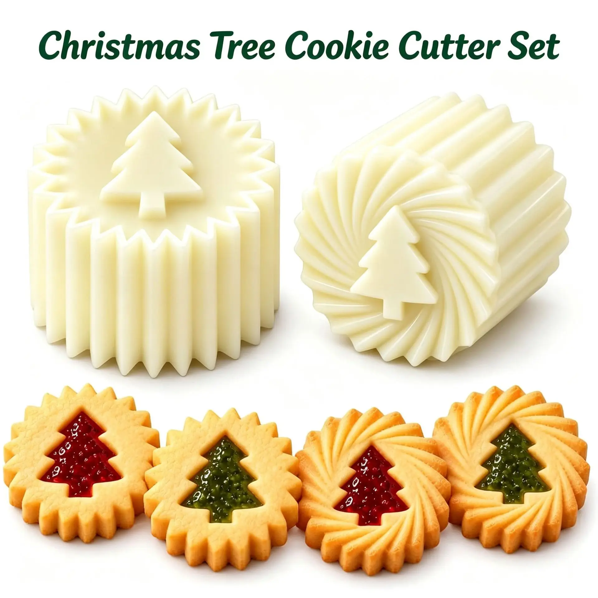 Christmas Tree Separable Pastry Mold Sunflower Pattern Round Hand Pressed Moon Cake Double Headed Pastry Mold