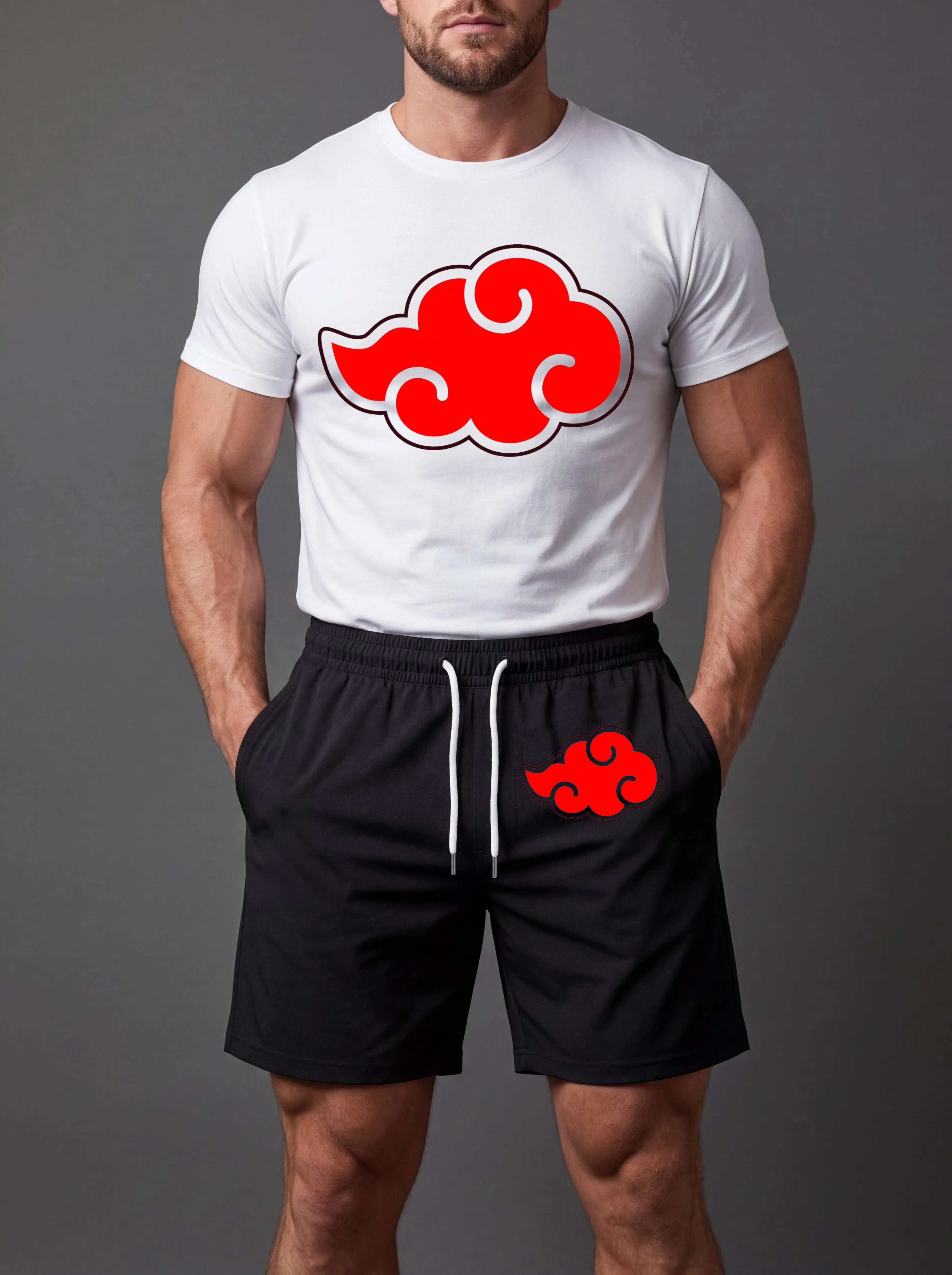 

2026 Summer Men's T - shirt Shorts Set Dragon Ball Kinto'un Flying Nimbus High - quality Soft Fabric for Fitness Casual
