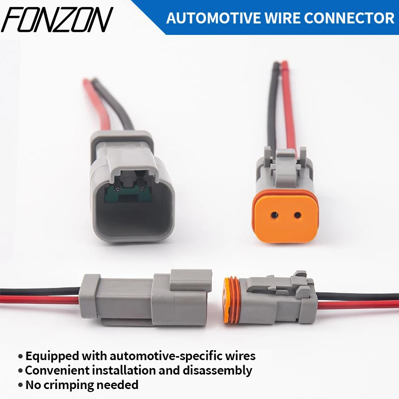 1Set DT Waterproof Connector With 15cm two-color wire DT06-2S/DT04-2P 3P 4P 6P 8P 12P Male Female Plug Socket For Automobile