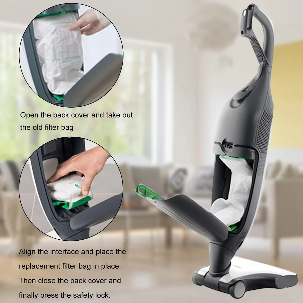 10 عبوات من أكياس المكنسة الكهربائية VK200 البديلة لمرشح Vorwerk Kobold VK200 FP200، ممتاز مناسب لمعان الحساسية