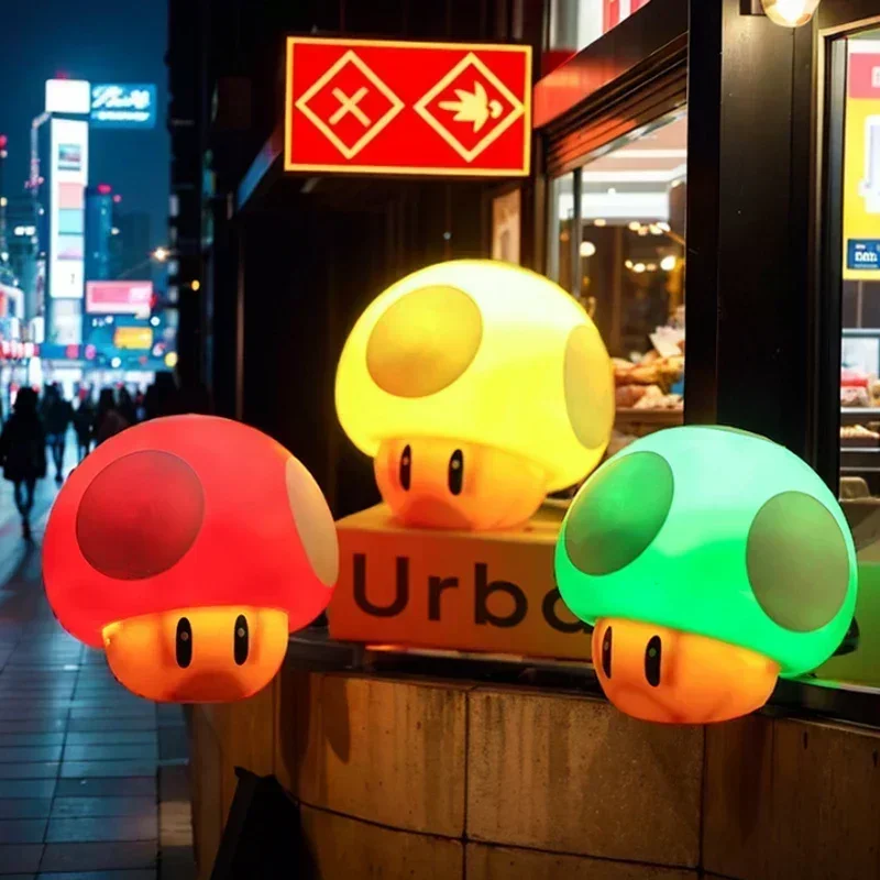 Super Mario Bros Anime Night Lamp LED Sound Question Mark Mushroom Light Action Figures Toy Cute Star Lights Kids Birthday Gift