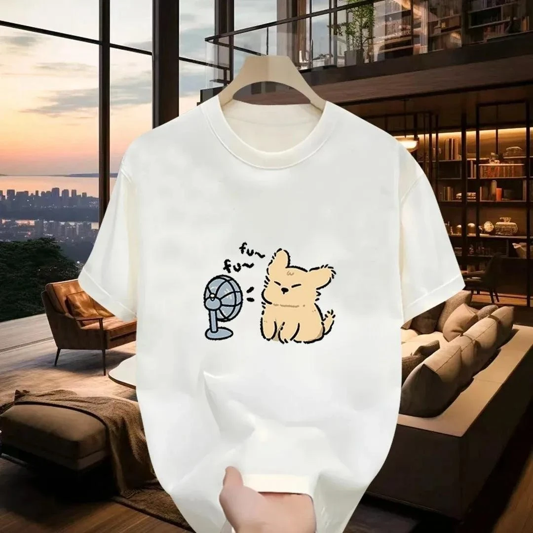 

A New American-style Street High-end Stylish Loose-printed Men's Short-sleeved Pure Cotton T-shirt Top for The Summer of 2025