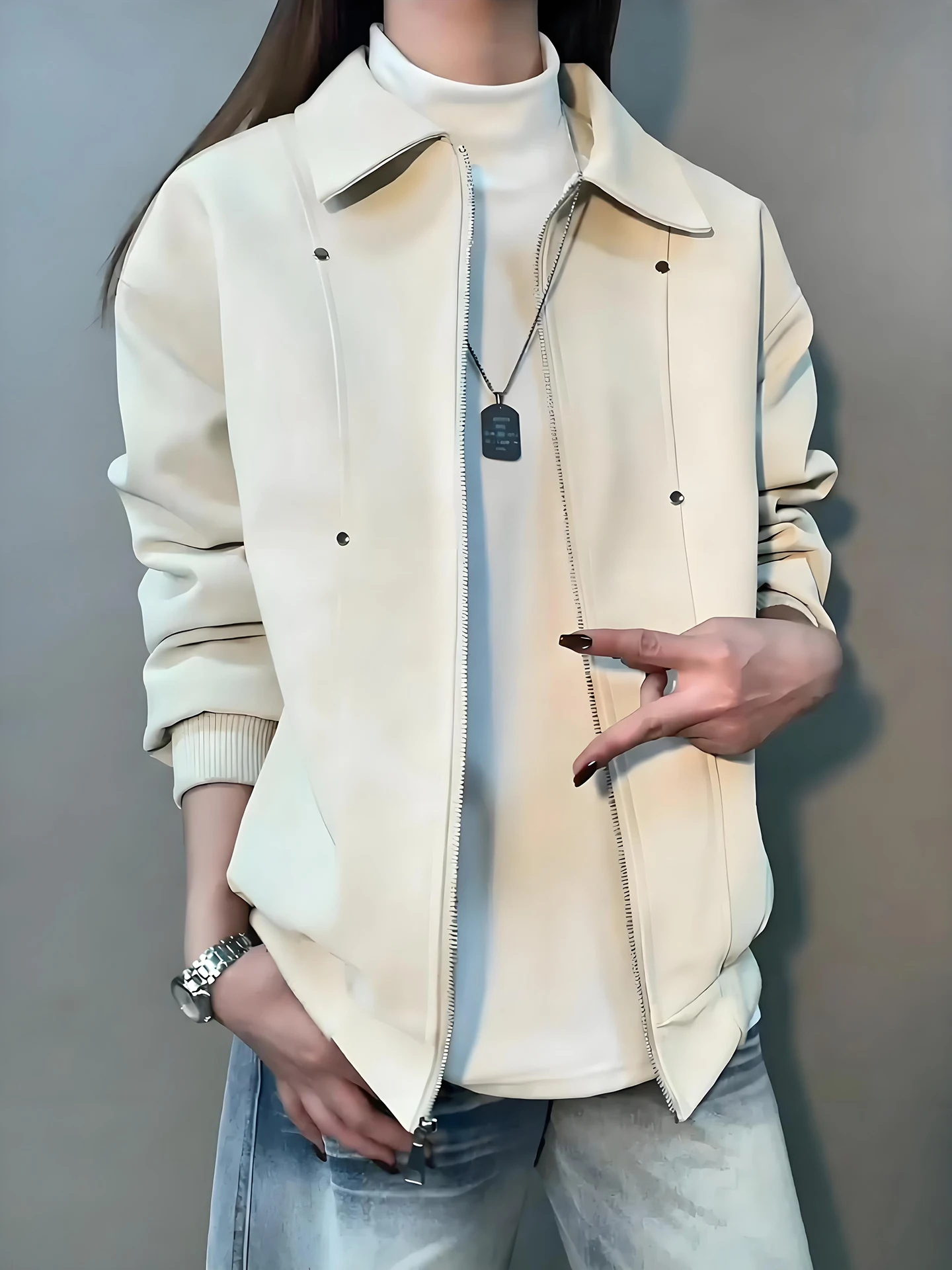 

Cleanfit Men's Thiened Winter Jaet PU Leather Coat Warm Workwear ort Sle Couple's Zipper Cotton Clothes Long Sve