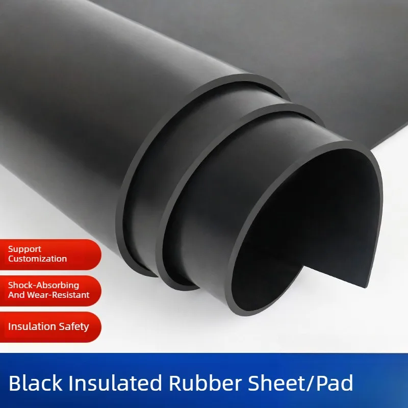 Black Solid Rubber Gasket, Damping Pad Waterproof Cushioning Industrial Shock Absorption Panel Non-slip Insulating Rubber Plate