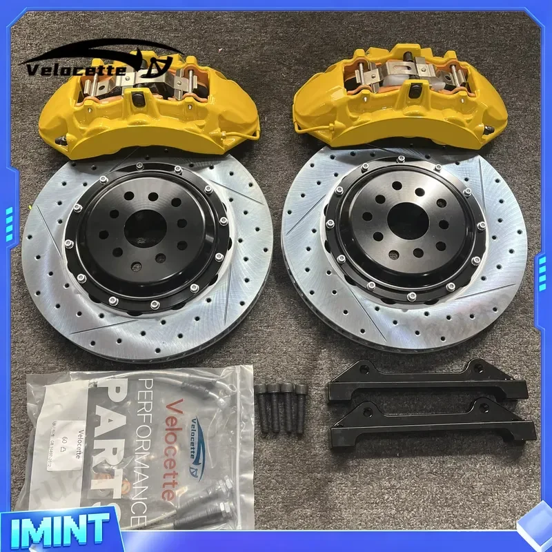 Custom Yellow 6 Brake Calipers with Custom 355mm Brake Rotors for Subaru WRX STI Isuzu D Max W207 E46 E92 M3
