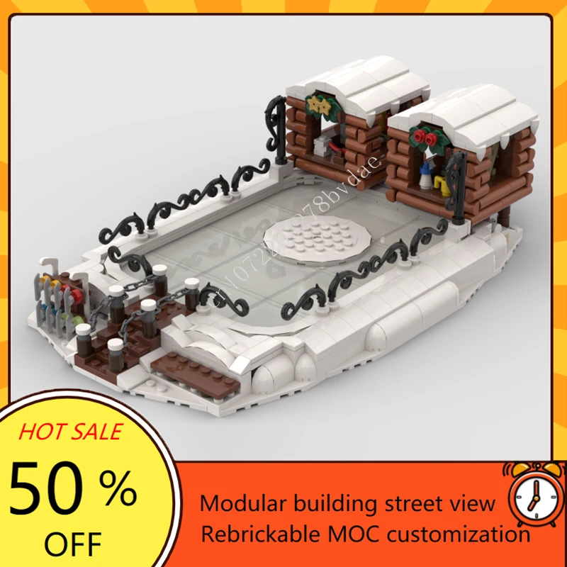 5714PCS Winter dorp schaatsen rink Modulaire MOC Creatieve street view Model Bouwstenen Architectuur DIY Model Speelgoed Geschenken