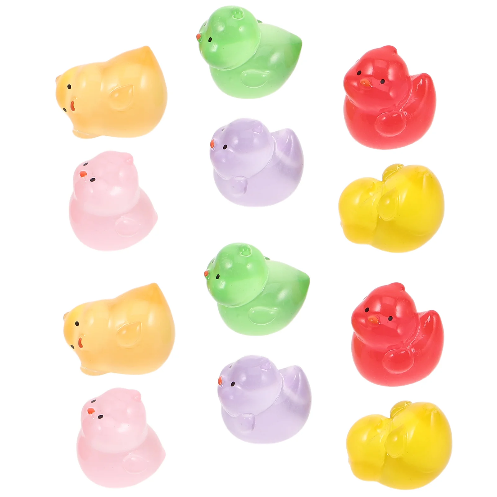 

12Pcs Luminous Miniature Resin Chickens Glow in The Dark Tiny Chicks Party Decoration Fairy Garden Micro Landscape Decor