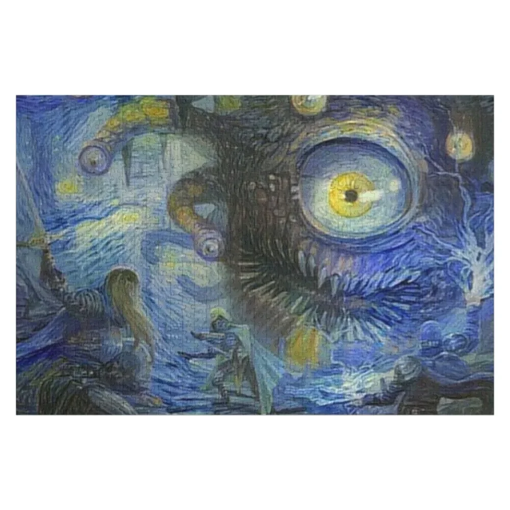 

A Beholder from Baldur's Gate in Starry Night Style Jigsaw Puzzle Custom Wood Puzzle