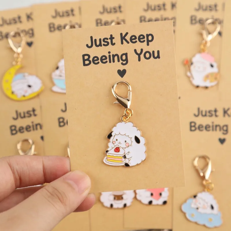 6/12Assorted Lambs-Themed Keychains Adult event commemorative gifts Heartwarming Party Favors Includes an encouraging greeting c