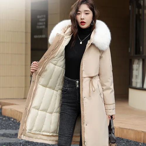 Vielleicht 2023 면 패딩 모피 후드 롱 파카 다운 겨울 재킷, 두꺼운 따뜻한 코트, 여성 아우터,-30 도, 신상  Best5