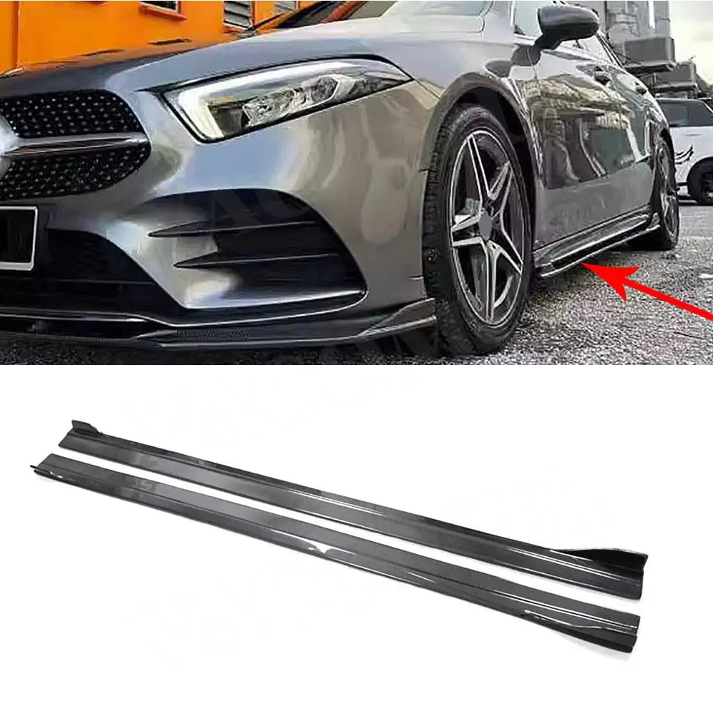 

VACOMUL For Mercedes Benz A CLA Class W177 W118 A35 CLA35 AMG 2019+ Carbon Fiber Side Skirts Door Bumper Aprons Extension Lip