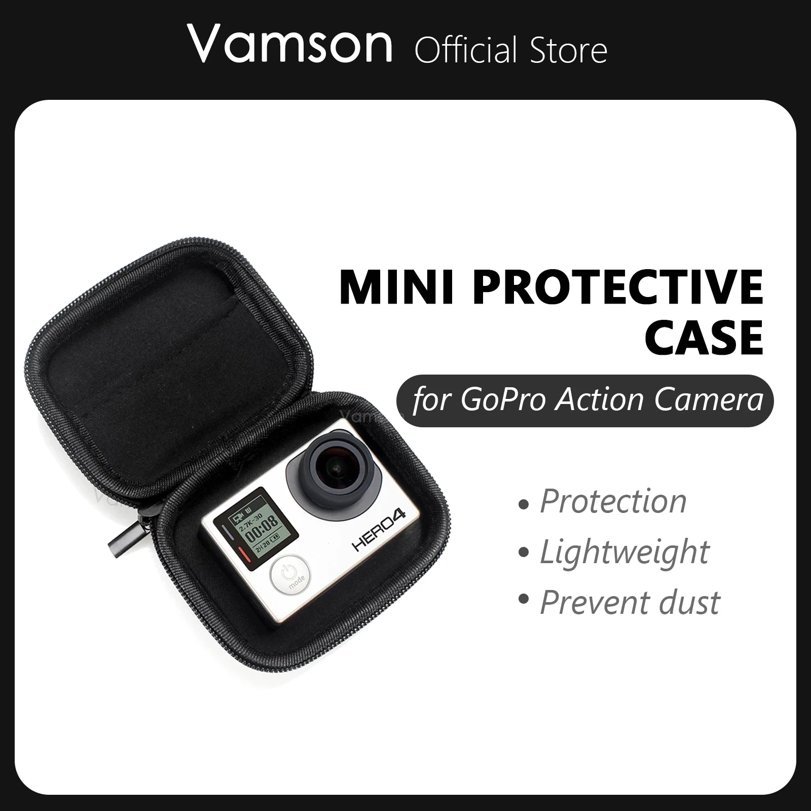 Vamson – Mini étui de protection EVA pour Go Pro, accessoires légers pour GoPro Hero 7 6 5 4 3 + pour Xiaomi Yi SJ4000 VP804