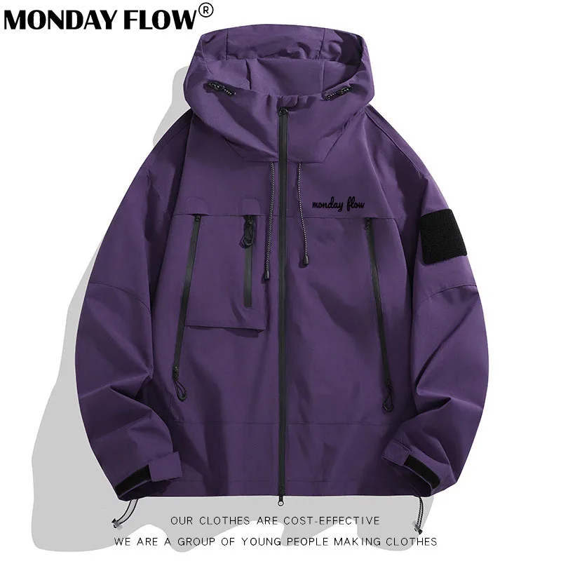 Monday Flow 남성용 골프 재킷, 캐쥬얼 패션, 바람막이 스탠드 칼라, 지퍼 코트, 편안한 단색, 남성 골프 상의, 2024 신상