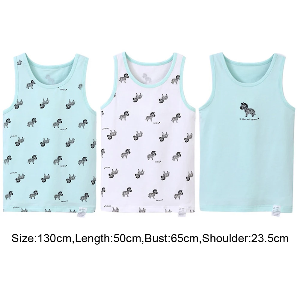 Girls Underwear Vests Thin 3pcs Summer Cute Undershirt Boys Cartoon Sleeveless Cotton T-Shirts Children Tops Teen Homewear 3-8T