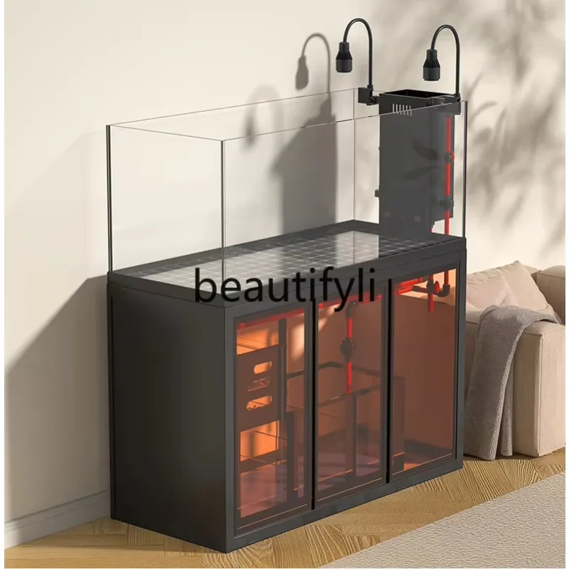 ALiving room aquarium bottom filter ecological landscaping water-free goldfish tank H