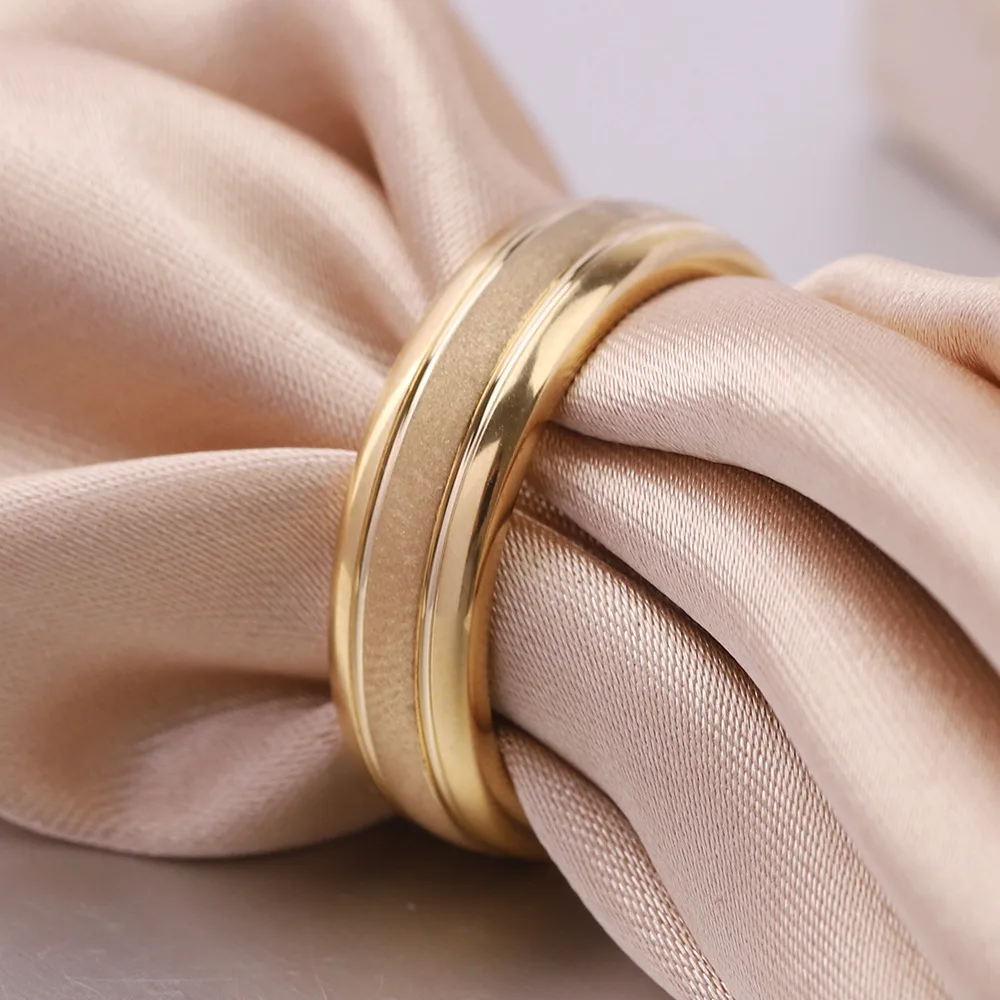 Goldfarbener matter Wolframring für Paare, Herren und Damen, klassischer Ehering, Verlobungsring, 6 mm, besonderes Valentinstagsgeschenk für Liebhaber. – Detail 6