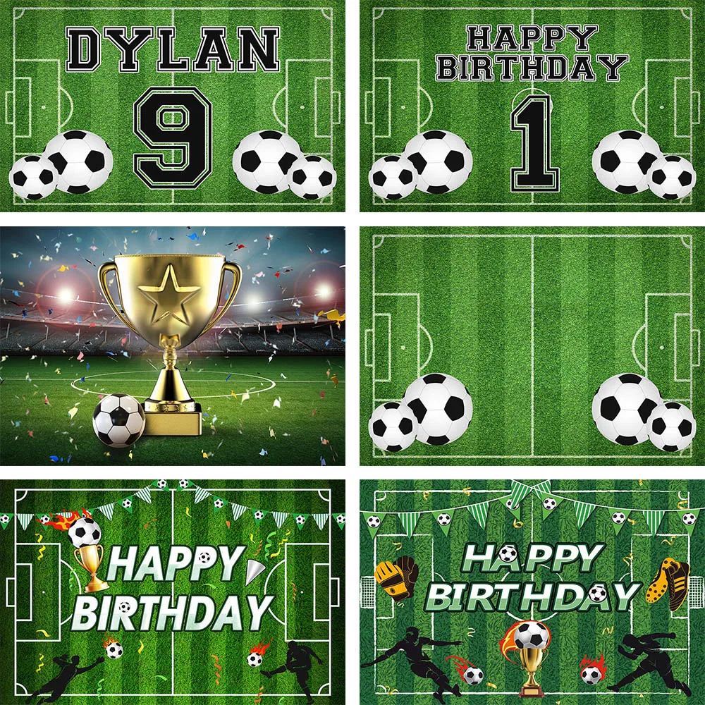 

Custom Boy Birthday Party Background For Photographic Football Soccer Field Sports Grassland Baby Shower Backdrop Photo Studio