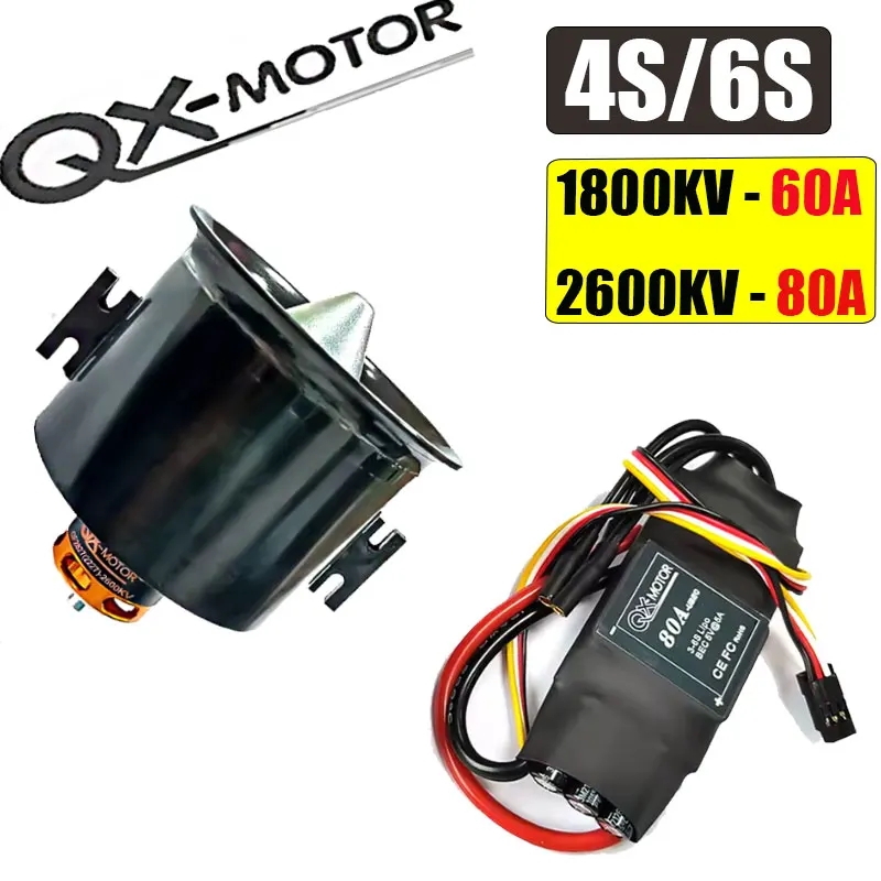 Wentylator kanałowy 12-łopatkowy 70mm EDF z silnikiem bezszczotkowym QX-MOTOR 1800KV 2600KV, kompatybilny z ESC 4S/6S 60A 80A do samolotów RC Jet Par