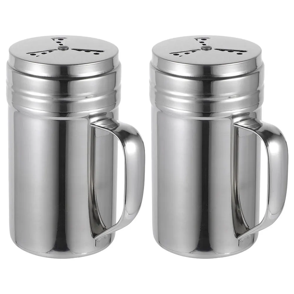 

2Pcs Stainless Steel Spice Jar Multipurpose Condiment Holder Easy to Hold Sprinkle Seasoning Bottles Pepper Shaker