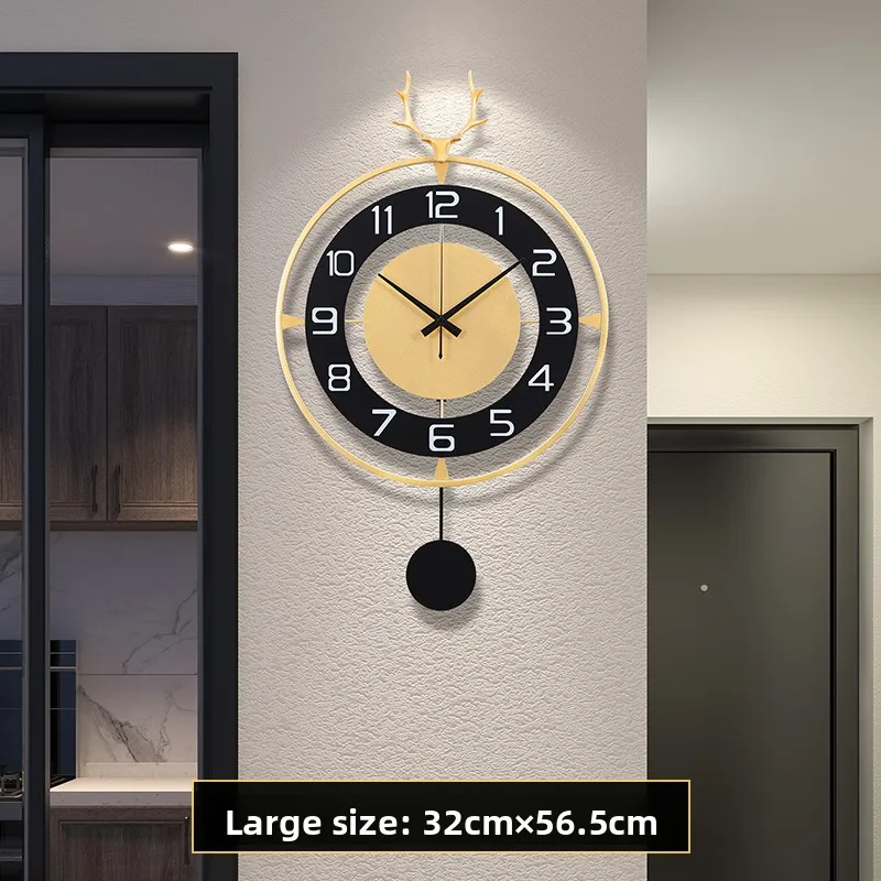

Modern Large Metal Living Room Decoration Clock Luxury Creative Swinging Wall Clock Circular Mute Hanging Painting Wall Watch