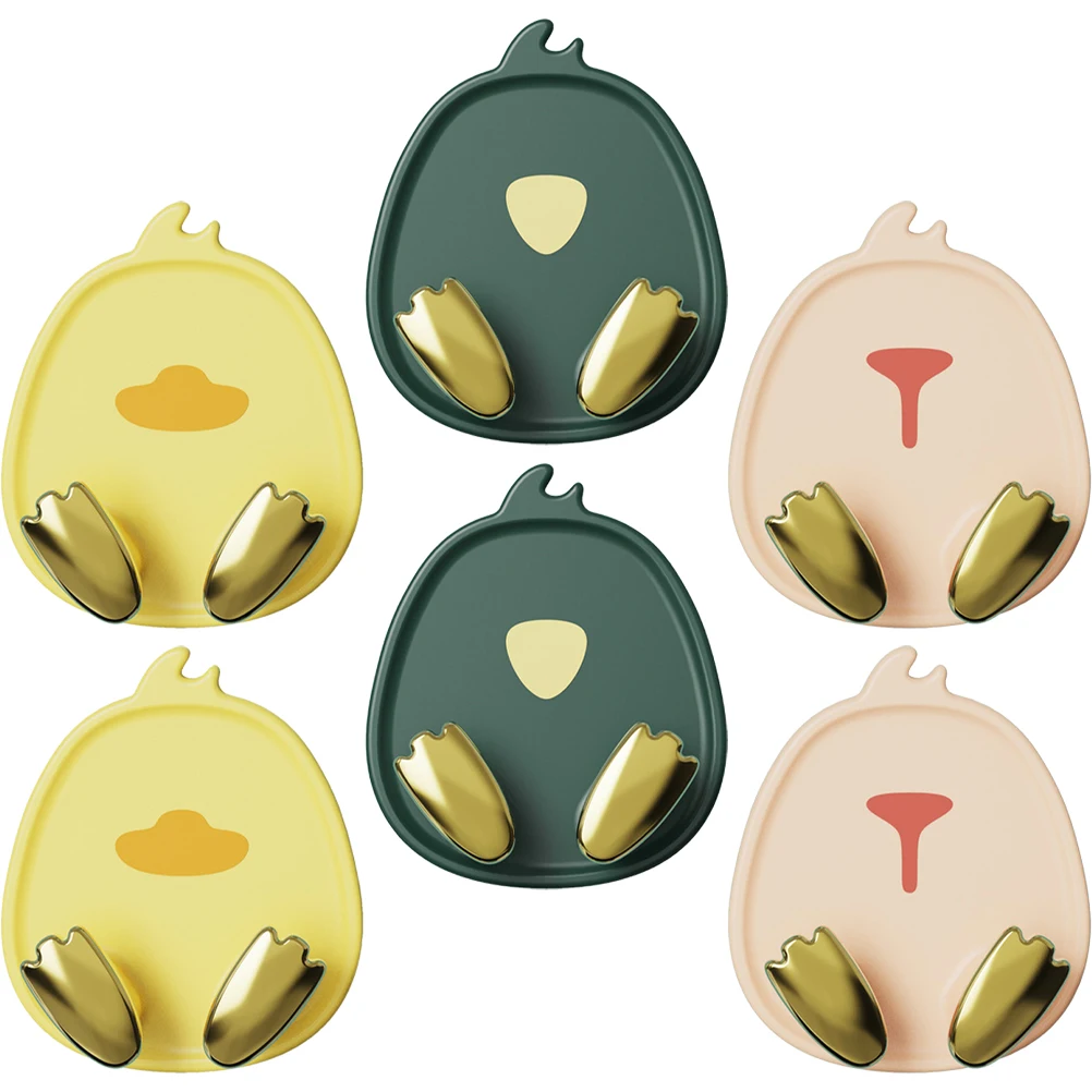 

6pcs Cartoon Wall Hooks Self Adhesive Bathroom Door Hangers Removable Coat Rack Strong Sticky Storage Towel Hook Multi