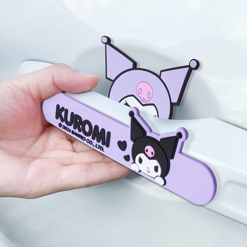 

2Pcs Cartoon Kuromi Car Door Handle Bowl Scratch Stickers Car Door Anti-collision Strip Edge Guards Trim Doors Protector Strip