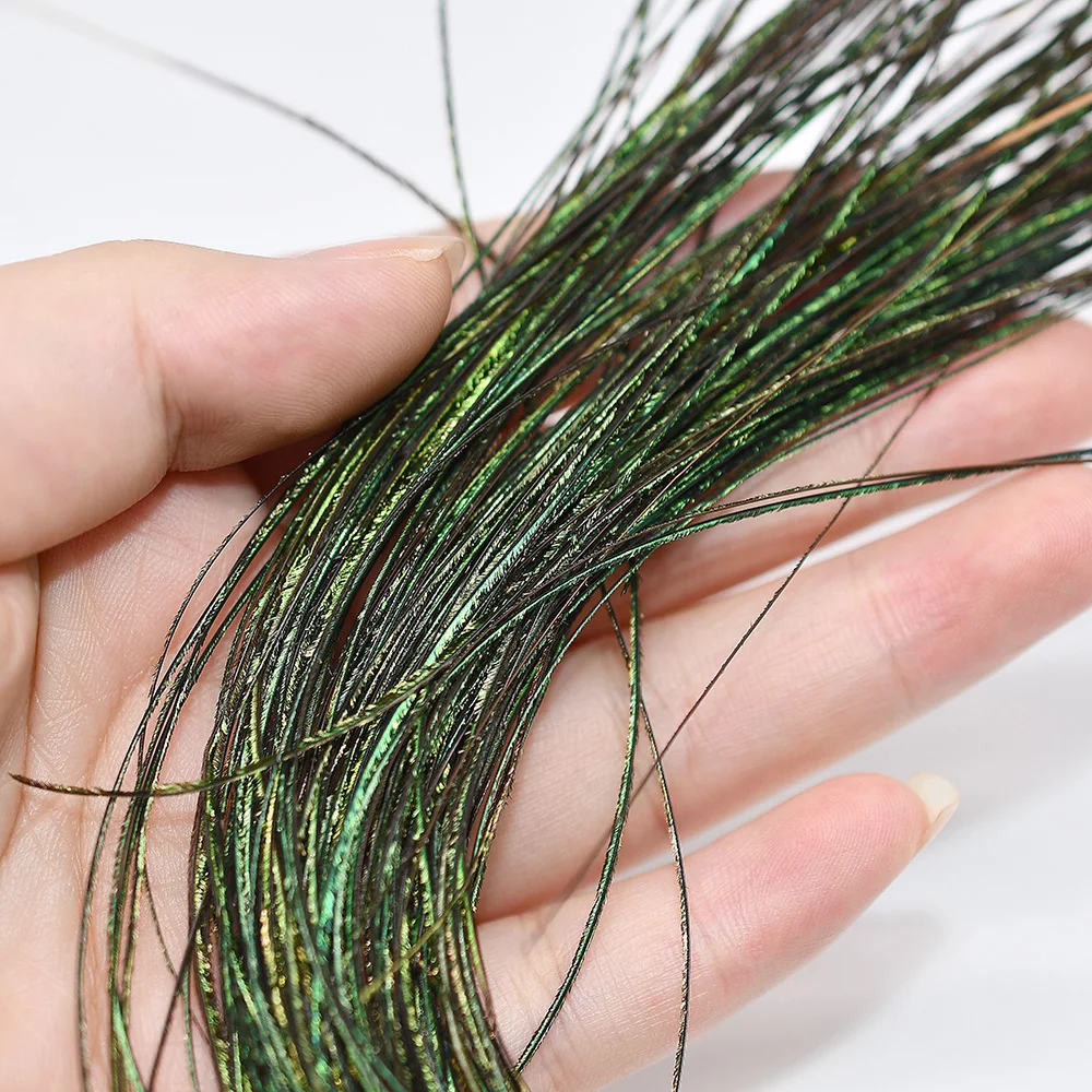 Topranc New Fly Tying Natural Peacock Herl Feather Wire Fly Tying Material Olive Green Fly Fishing Nymphs Streamers Accessories view 3
