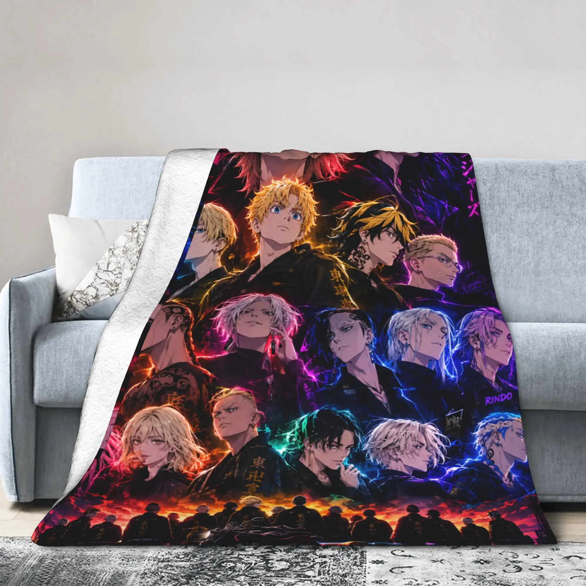 Tokyo Revengers Anime Flannel Throw Blankets Draken Mikey Takemichi Hanagaki Blankets for Home Travel Thin Bedroom Quilt