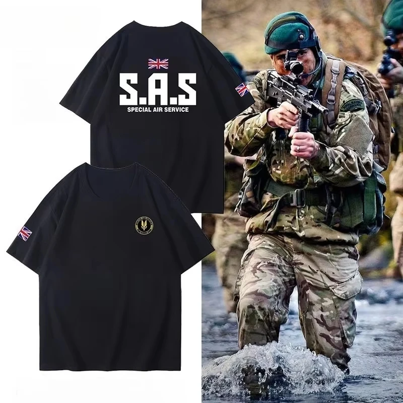 SAS British Special Air Service uniform with the Rainbow Six logo short-sleeved military-style T-shirt for men special forces