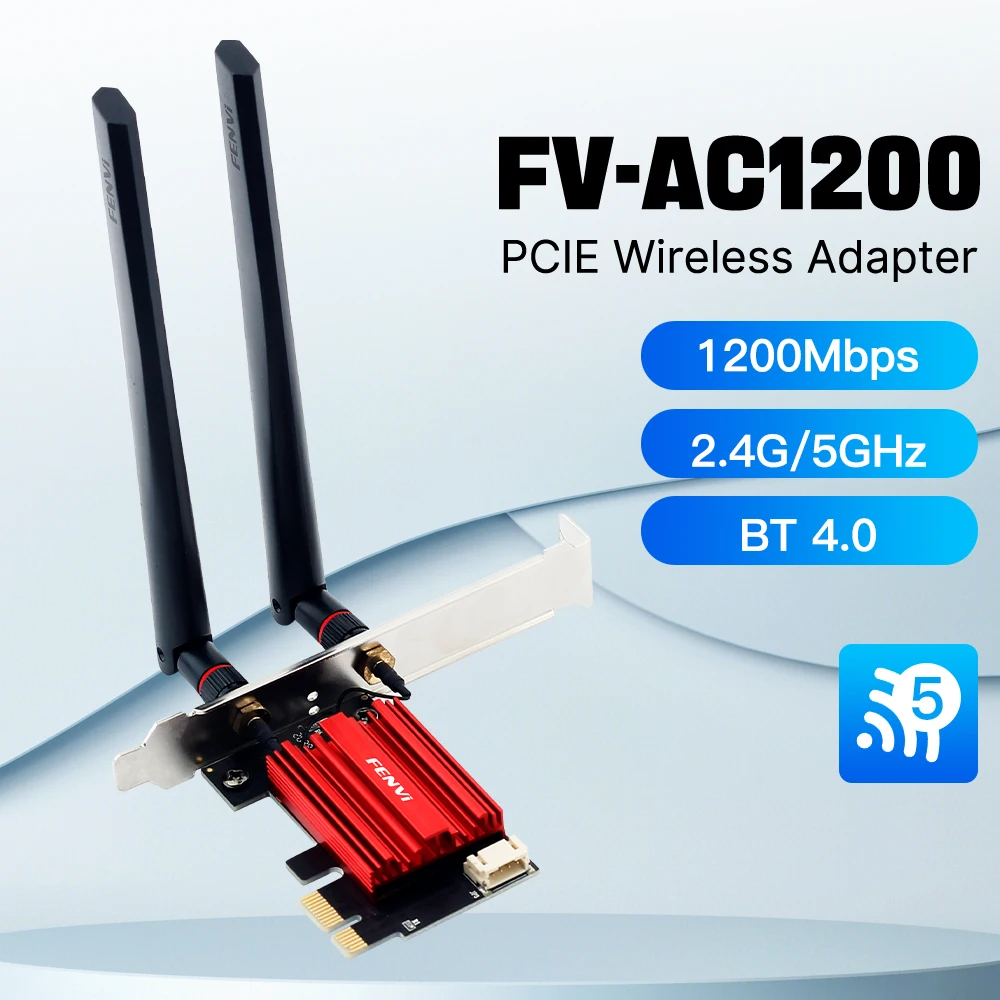 FENVI AC1200 WIFI 5 Intel WiFi Adapter Dual Band 2.4G/5Ghz BT 4.0 1200Mbps 802.11AC Wireless Card For Desktop Windows 7/8/10/11