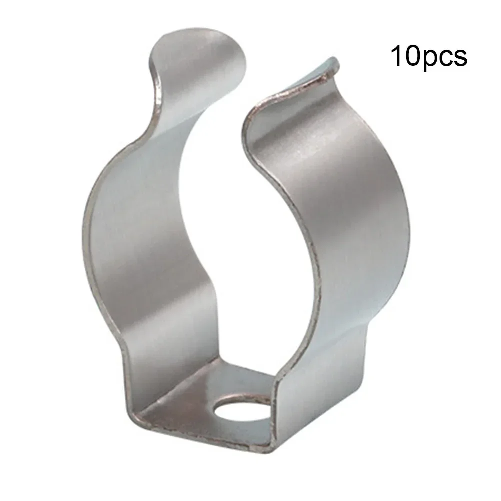 Clips de esponja de resorte para herramientas de alta resistencia, abrazaderas de tipo abierto de acero al manganeso plateado, Hardware de 6mm/10mm/12mm/16mm/19mm/25mm/28mm, 10 Uds.