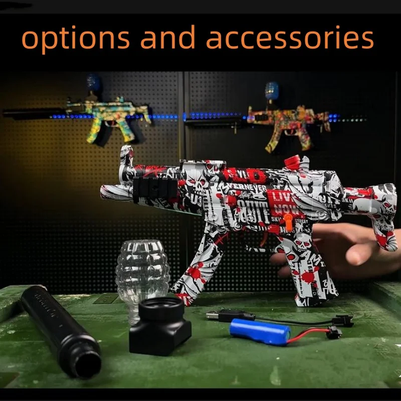 MP5 Handmatig speelgoedpistool voor kinderen met dubbel gebruik Crystal bullet elektrisch continu haar cool graffiti speelgoed interactief cadeau voor jongens