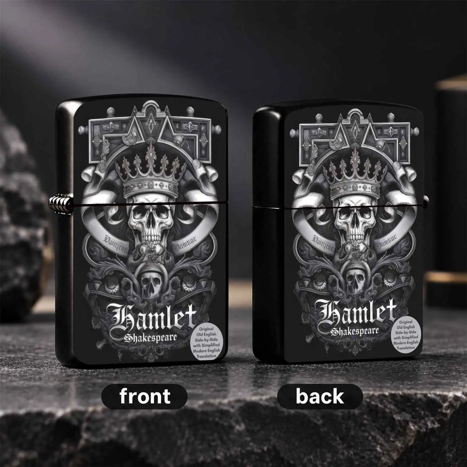 Vintage Engraved Hamlet Themed Lighter Shakespeare Classic Drama Inspired Exquisite ArtPortable Accessory Ideal For Daily Use Gifting All Scenarios A Humorous And Interesting Lighter