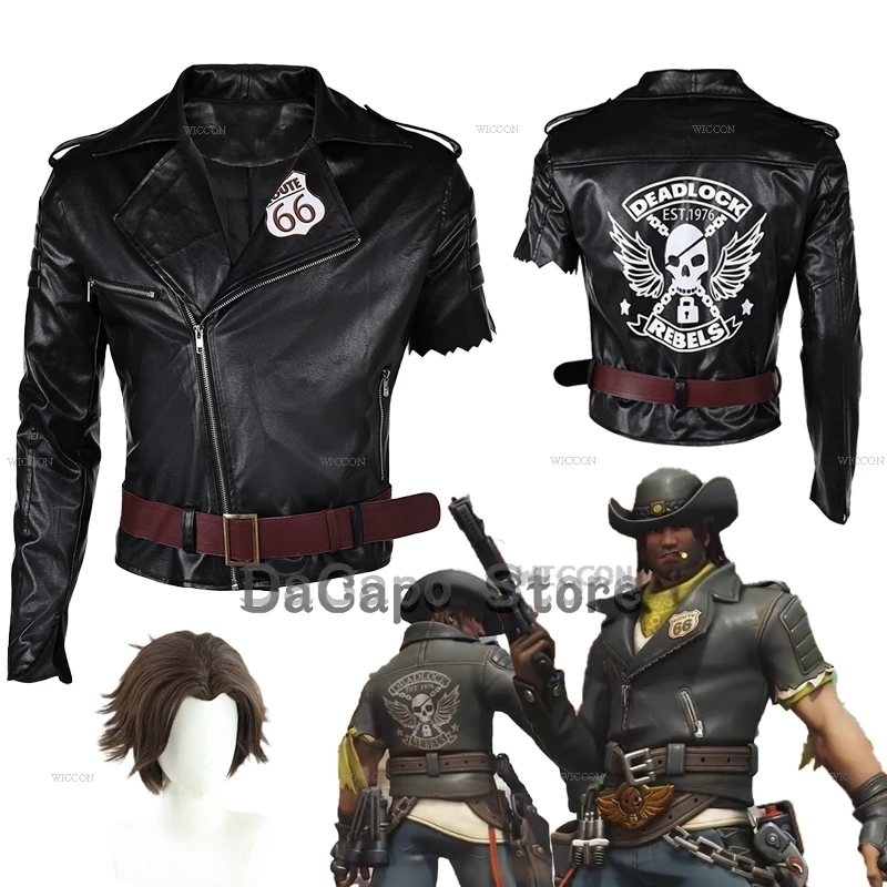 Cole Cassidy Jesse McCree Cass Cosplay Costume Overwatch Skin Deadlock Outfit OW Black Jacket Hero Halloween Party Mens Clothes