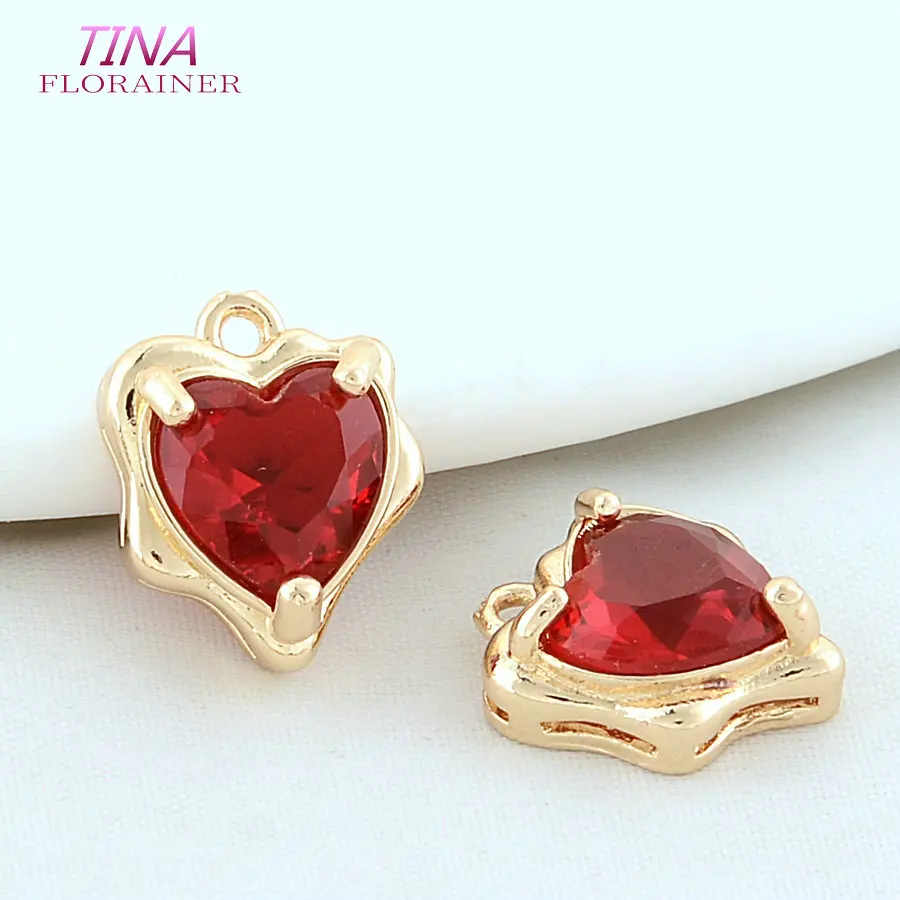 6PCS 11*13MM 18K Gold Color Brass Heart Charms Pendants Necklace Bracelet DIY Earrings Jewelry Making  Accessories view 2
