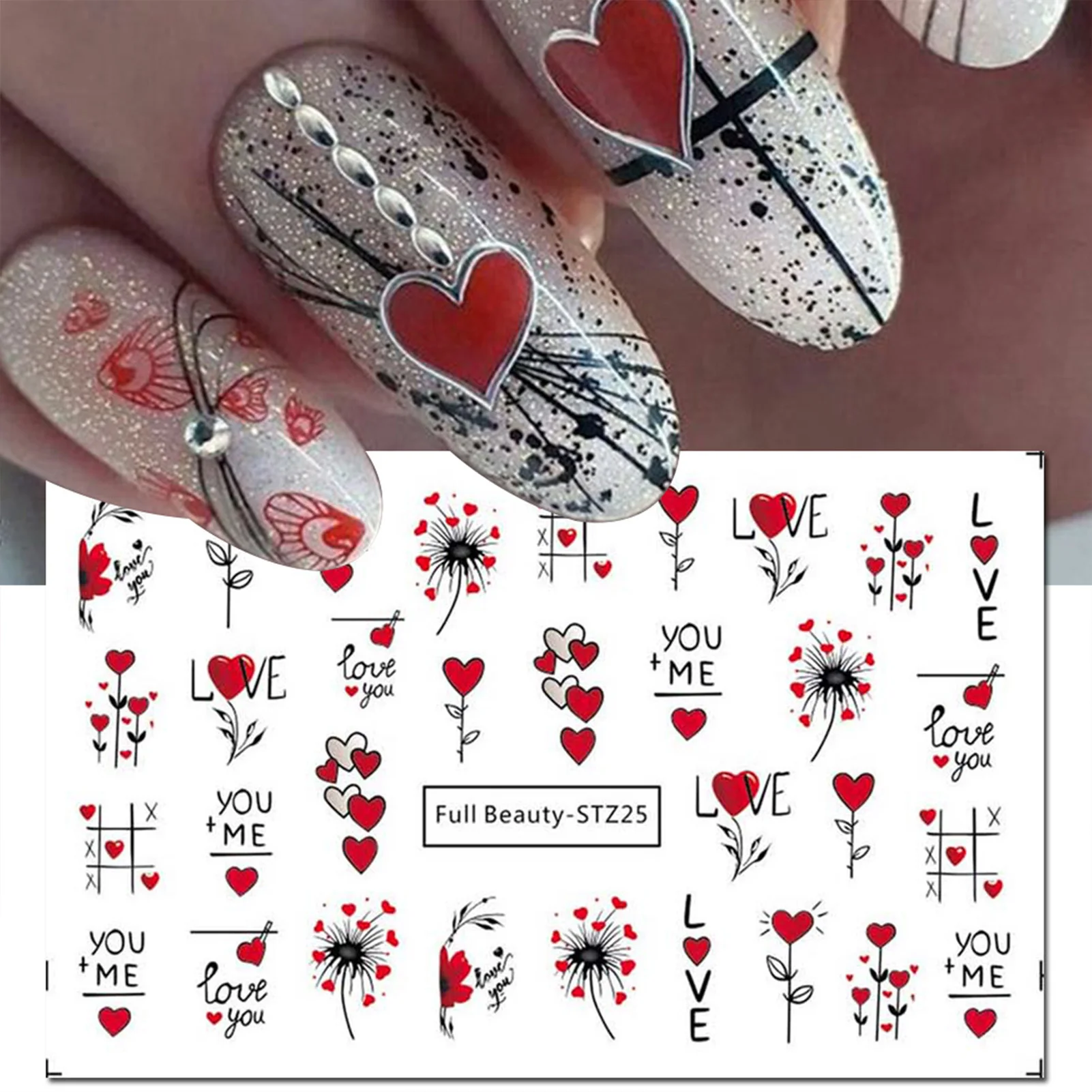 Romantic Pattern Nail Art Stickers Multi Funny Pattern Manicure Nail Decals for Party Nail Art Supplies MIAO