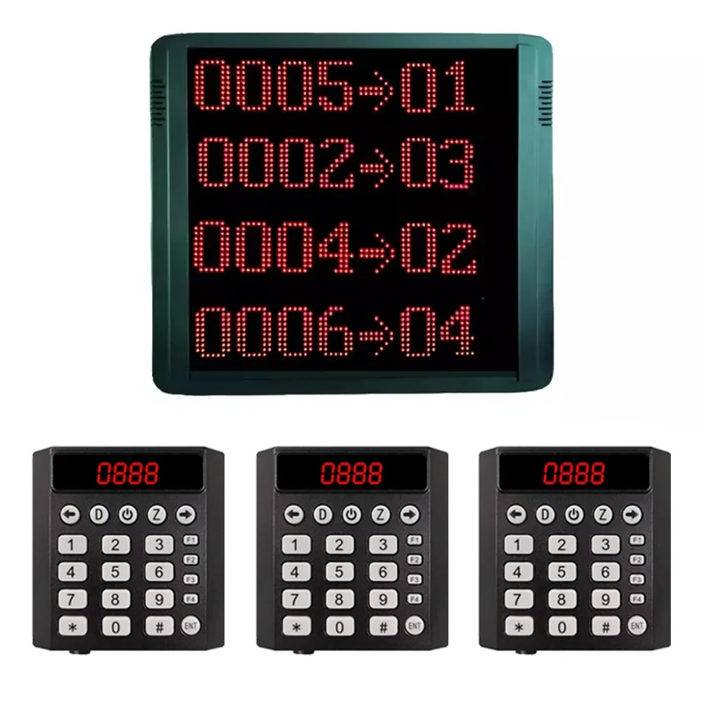 

Ycall Take A Number Machine Wireless Queue Call Management System Large Screen with Keyboard 4-Line Printer for Hospital Bank