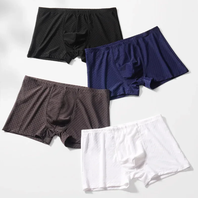 

5PCS Men's ice silk boxers men's boxer shorts boys' short shorts breathable summer slim style