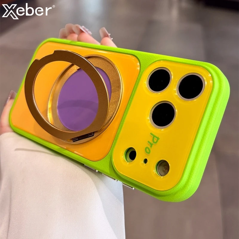 360 °   Drehbarer Magnetring für MagSafe Hülle für iPhone 17 16 18 15 14 13 Pro Max Metallhalterung Dopamin Kontrastfarben-Cover