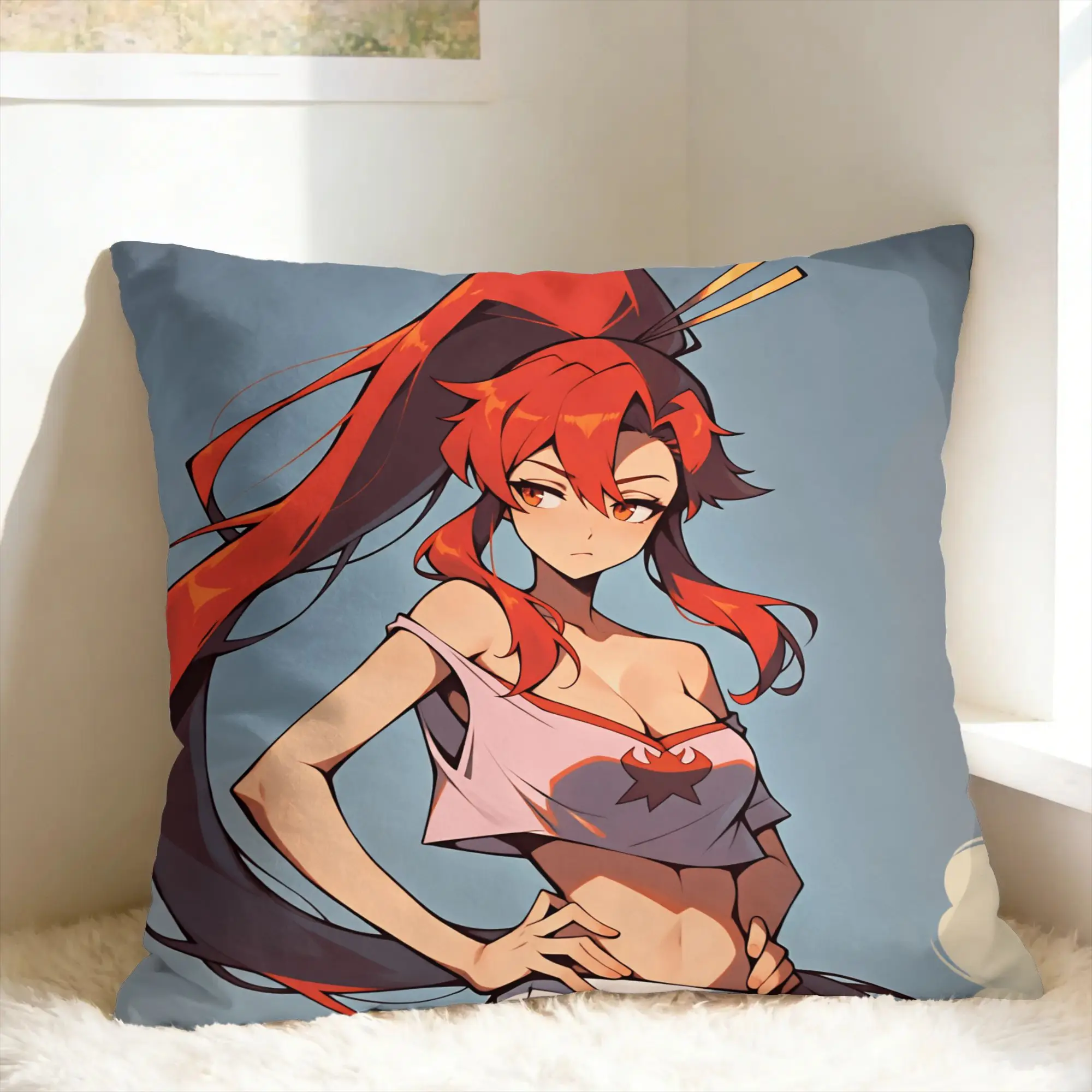 Funda de almohada Gurren Lagann Yoko Littner, funda de almohada suave para sala de estar, cama, silla, fundas de almohada Retro de moda
