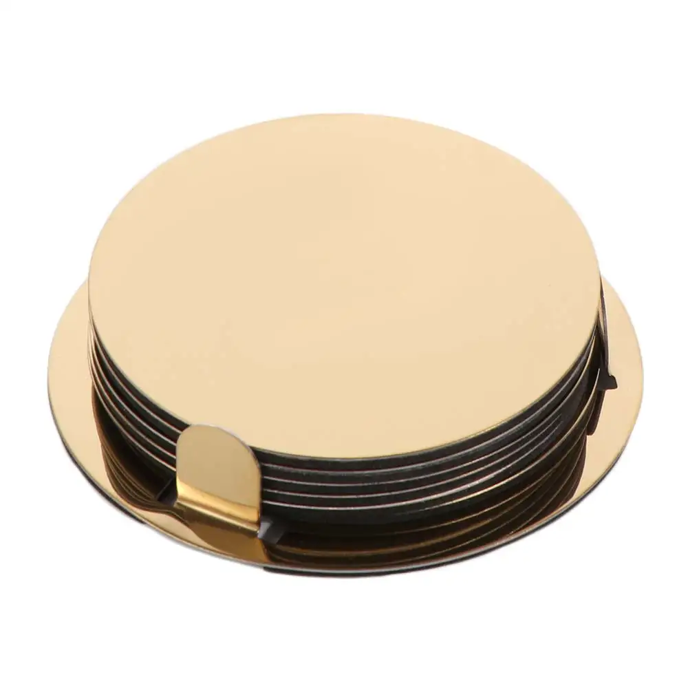 Practical Round Gold Stainless Steel Coaster Set Mirror-like Scald-proof Insulated Cup Mat With Holder Mug Cushion Bowl