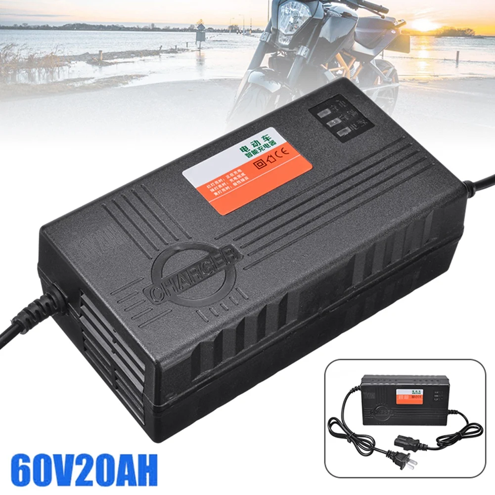 60V 20AH Motorcycle Battery Charger 6 LED Display for Scooter Wheel Lead Acid Battery Electric Bicycle Accessories