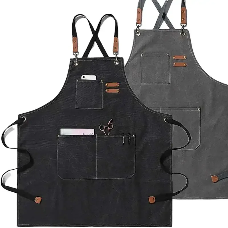 

Hot Sale In Korea Waterproof Oilproof Canvas Cotton Restaurant Waiter Coffee Shop Kitchen Household Gardening Work Apron