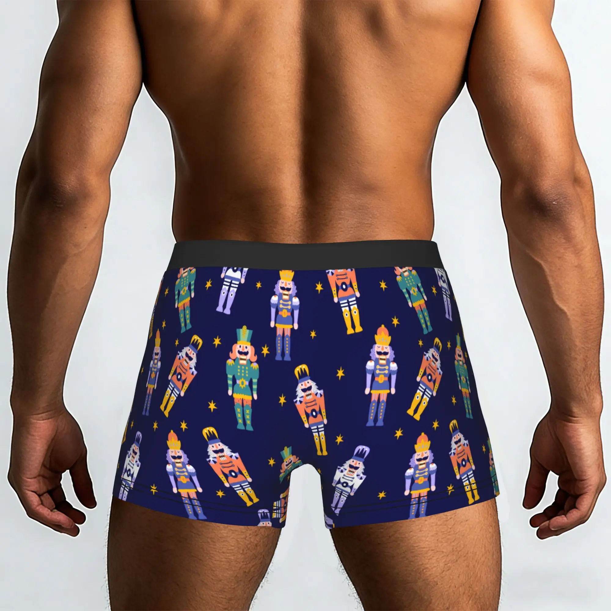 Custom Christmas Nutcrackers Soldier Pattern Underwear Male Print Holiday Gift Boxer Briefs Shorts Panties Breathable Underpants
