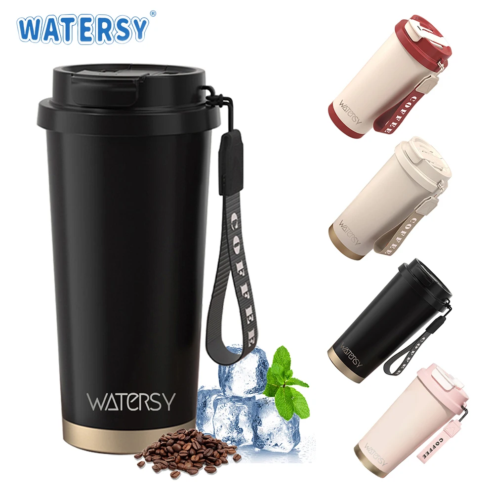 530ml Ceramic Liner Thermos Coffee Cup Double Wall 316 Stainless Steel Vacuum Insulated Cup with Straw for Coffee Tumbler Gift