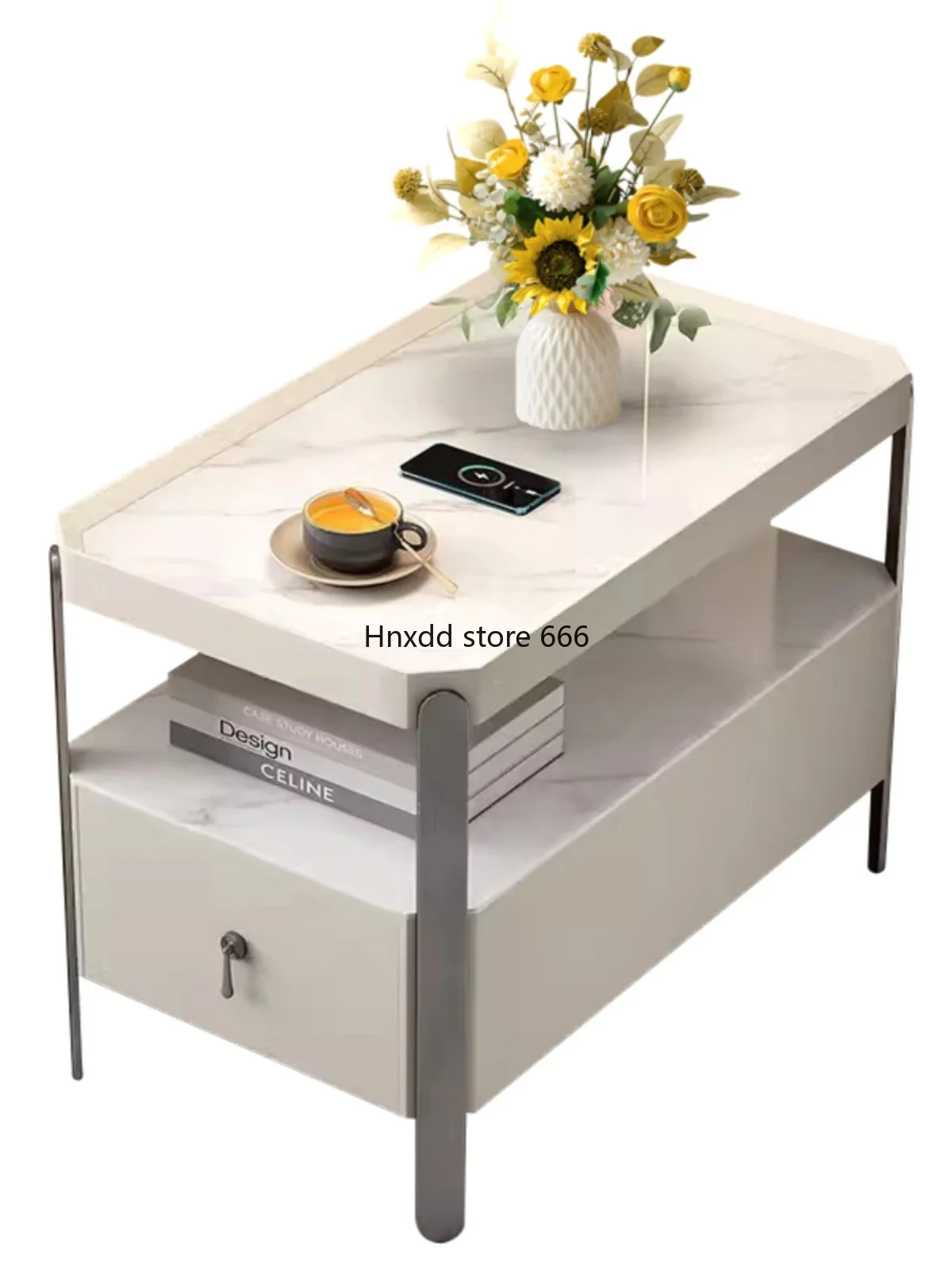 Locker slate advanced sense corner table mobile ultra-narrow coffee table