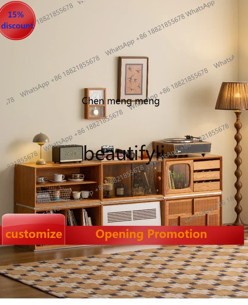 

S7486 ss Sideboard Against The Wall Solid Wood Household Kitchen Restaurant Storage Storage Bedside Cabinet