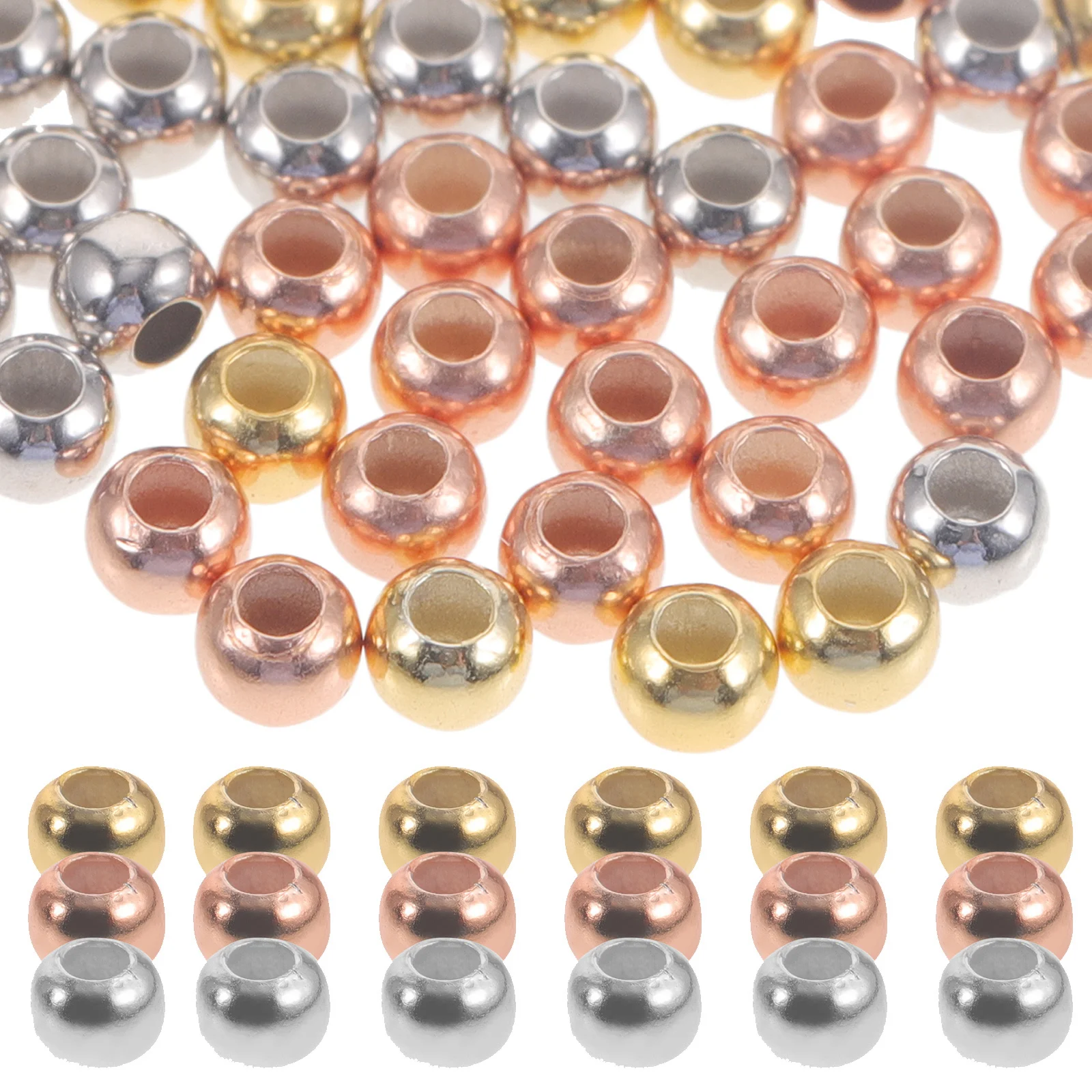 60Pcs Silver Round Spacer Beads Loose Beads for Jewelry Making DIY Crafts Bracelet Necklace Accessories Supplies