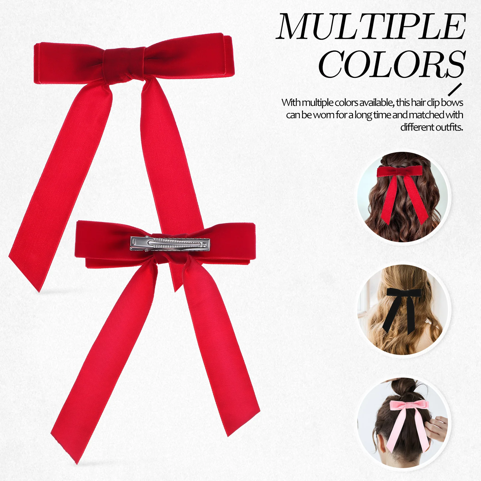 

6 pcs Clips Bow Clips For Women Girls Hair Accessories Long Hair Bows Large Ribbon Bows For Daily Party Festival Wear